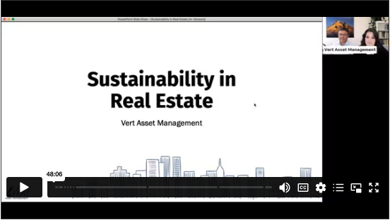Vert Funds Sustainability in Real Estate Webinar May 2023